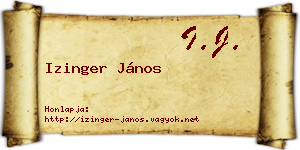 Izinger János névjegykártya