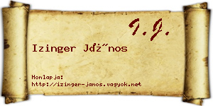 Izinger János névjegykártya